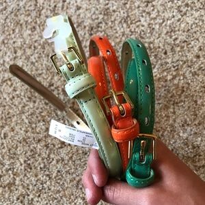 Orange, mint green and blue green small belts